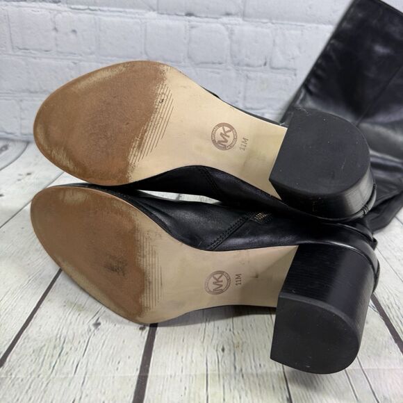 Michael Kors Riding Boots Women Size 11 Black Leather Preppy Heel Equestrian - Picture 14 of 15